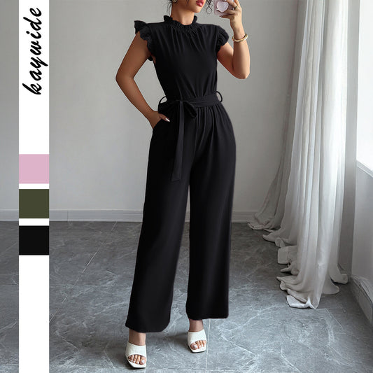 Simple Fashion Ruffled Short Sleeves Corset Jumpsuit For Women - Enfance-Heureuse