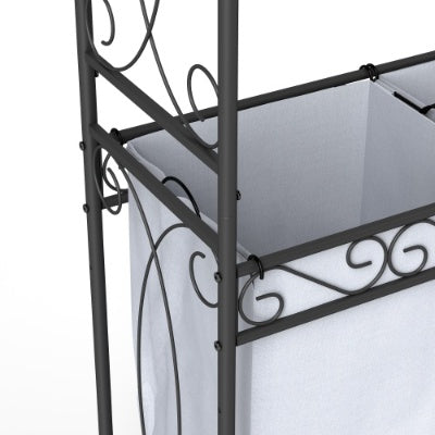 Multi Functional Laundry Hamper Organizer With Hanging Rail And Storage Shelf Rolling Laundry Cart With Wheels, Heavy Duty Metal Frame For Bathroom, Laundry Room, Or Bedroom Organization - Enfance-Heureuse