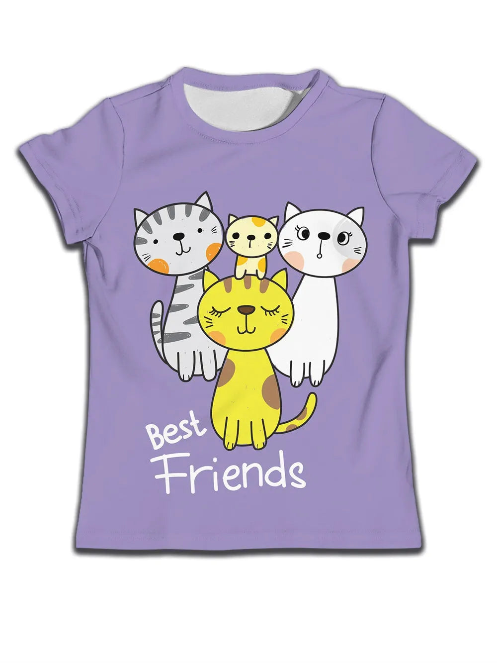 Children Boy T-shirt Clothes Casual Soft T-shirt Cute Cat Cartoon Pattern