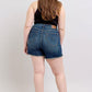 Judy Blue Tummy Control Fray Hem & Shield Back Pockets Denim Shorts - Enfance-Heureuse