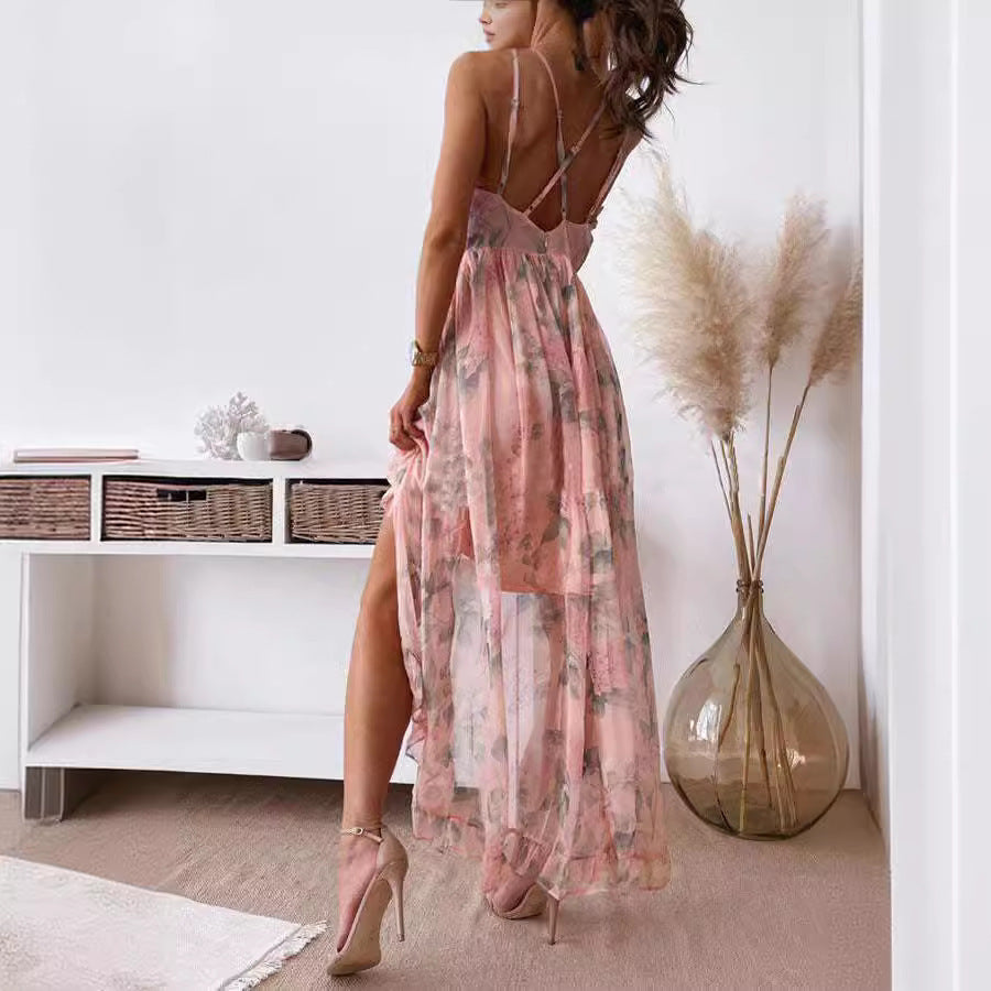 Fashionable And Sweet Temperament Fairy Print Suspender Dress - Enfance-Heureuse