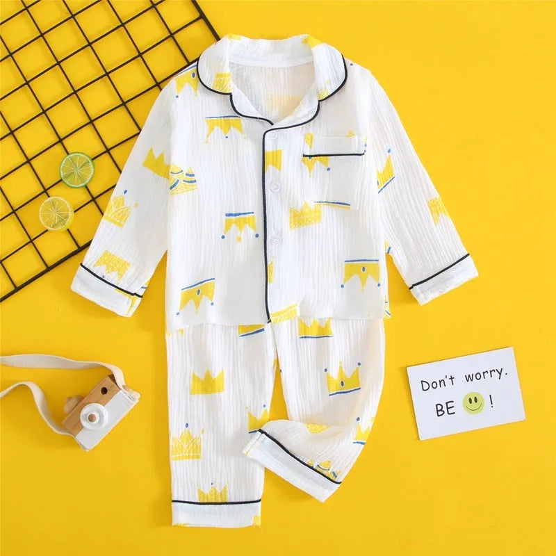 Children's double-layer cotton gauze home clothes set