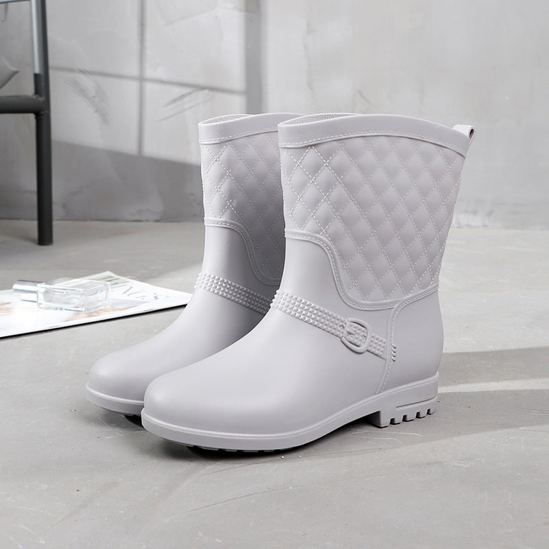 Rain Boots Women's Fashion Style Outer Wear Mid-tube Water Shoes