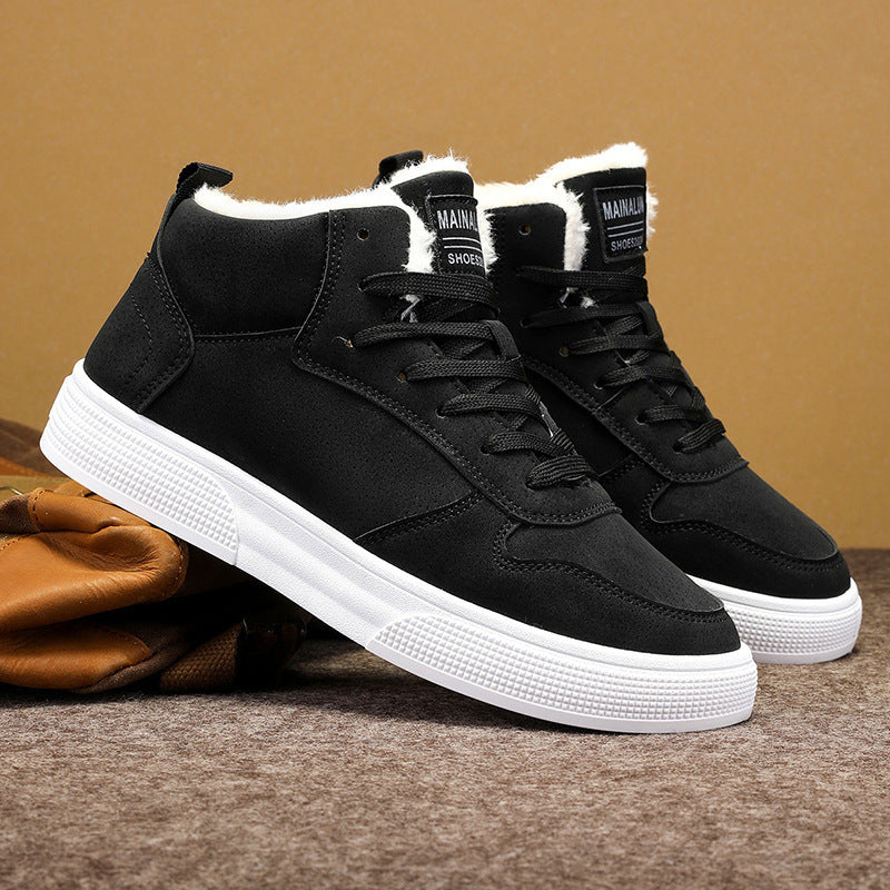 Plus Size Men's High-top Winter Warm Fleece-lined Casual Fashion Sports Cotton Shoes