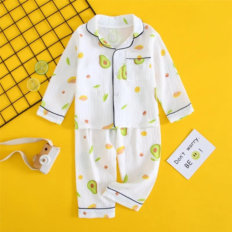 Children's double-layer cotton gauze home clothes set