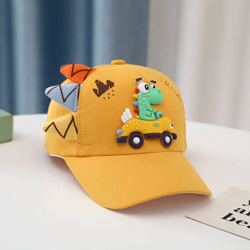 Dinosaur Car Peaked Cap Korean Style Boys And Girls Embroidery