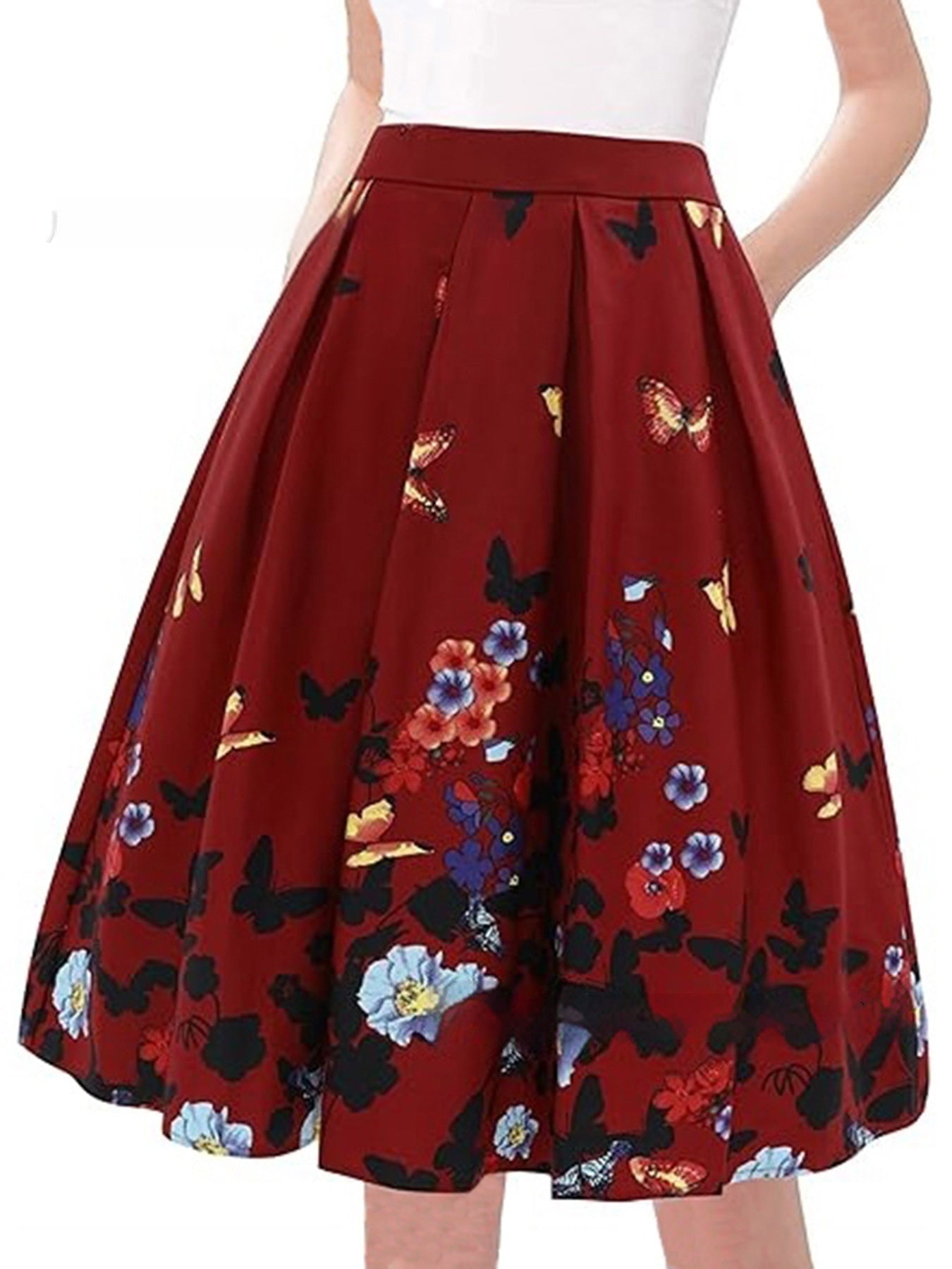 European And American Vintage Printed Floral Skirt - Enfance-Heureuse