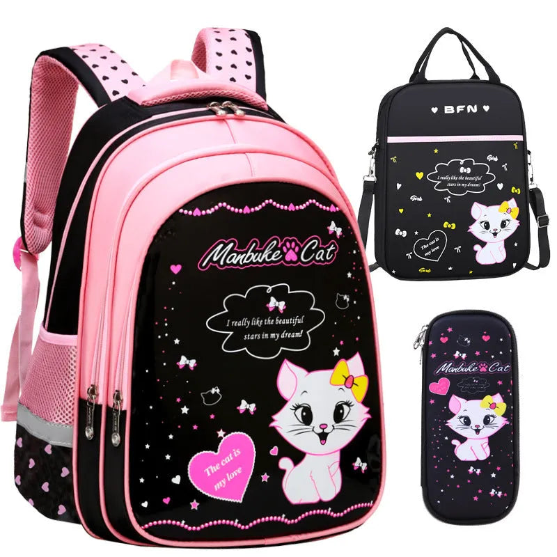 Mochila escolar con estampado de gato lindo para niños