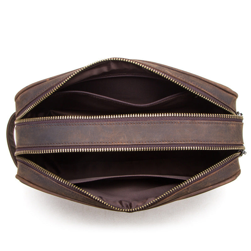 Men's Genuine Leather Vintage First Layer Leather Clutch - Enfance-Heureuse