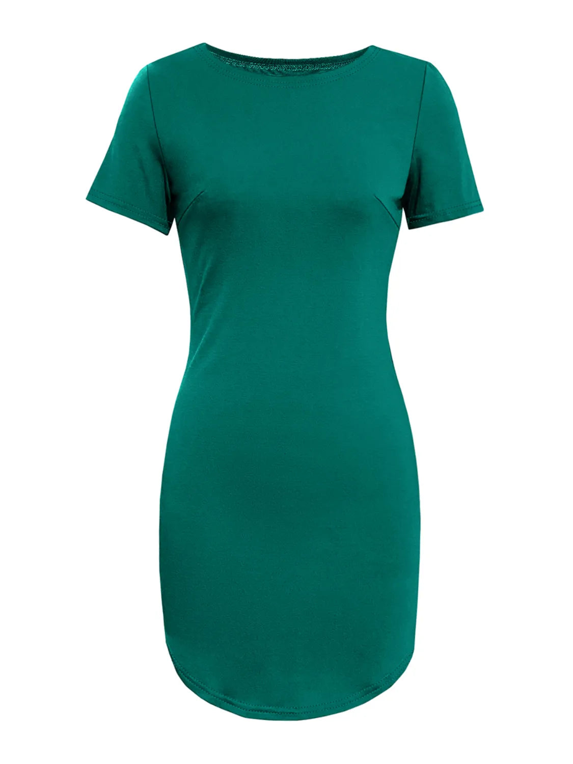 Round Neck Short Sleeve Mini Tee Dress - Enfance-Heureuse