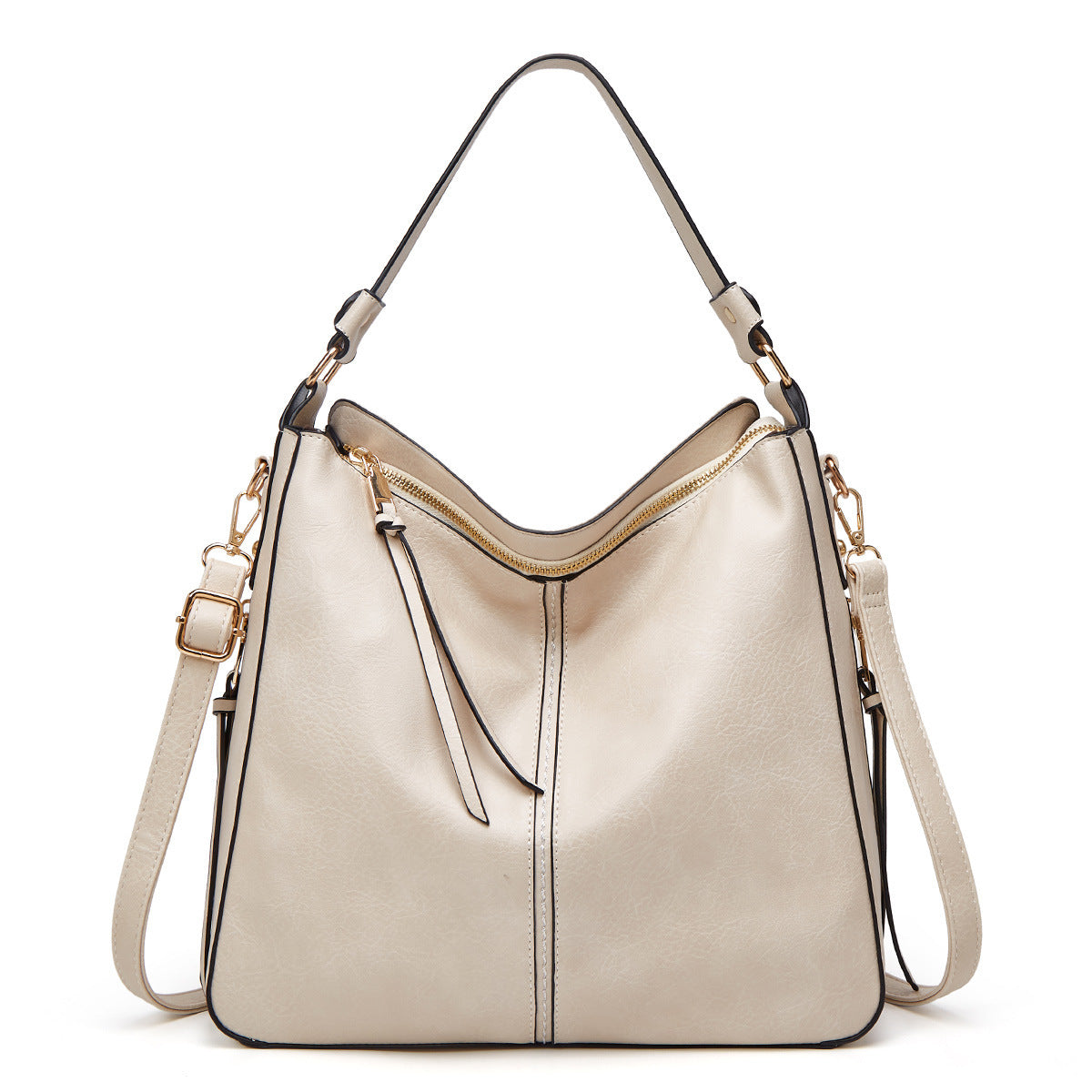 Hobos Zipper Bucket Bags With Adjustable Shoulder-strap Handbags Temperament High Capacity Messenger Shoulder Bag For Women - Enfance-Heureuse