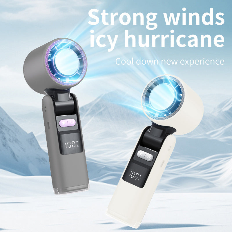 Portable Handheld Fan, Speed Adjustable Turbo Mini Fan, Reduced Temperature Mode, Rechargeable Digital Display Foldable Personal Fan With Night Light, Suitable For Women Men Outdoor - Enfance-Heureuse