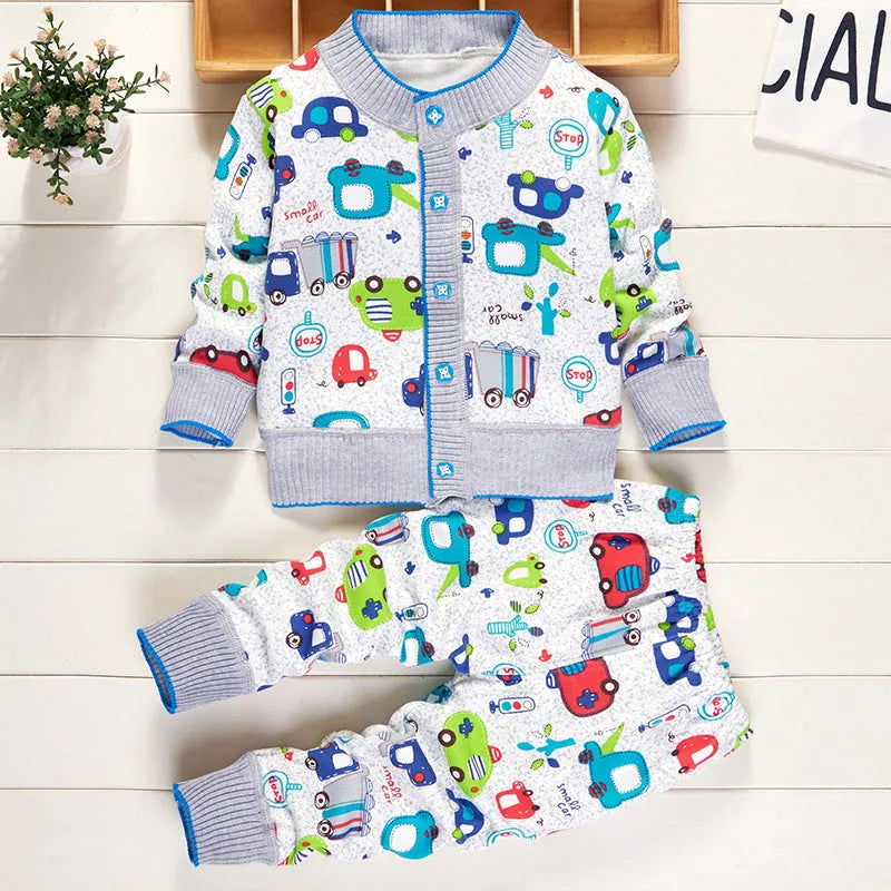 Two-piece cartoon baby children's clothing plus cashmere sweater