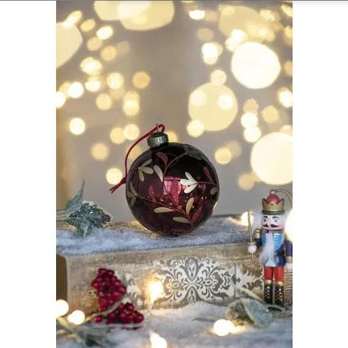 D3.9 Christmas Ball Ornaments, Glass Decorative Hanging Ball Christmas Tree Ornaments For Holiday Party Decorations, Set Of 6 - Enfance-Heureuse